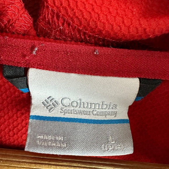 Columbia Youth Lightweight‎ Hooded Windbreaker Jacket Large 14-16 Red Gray - Picture 5 of 14